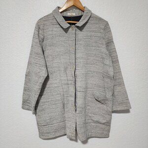 Eileen Fisher Chevron Knit Button Down Cardigan Size XL Grey Minimalist